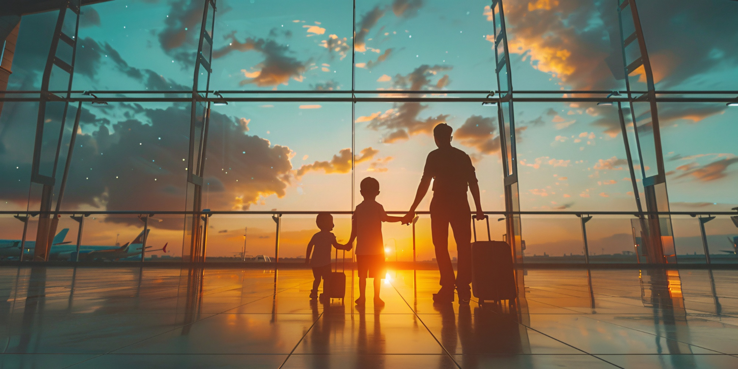 Family traveling together at airport